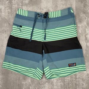 Patagonia Wavefarer Board Shorts Mens 32 Blue Nylon Drawstring Summer Beach